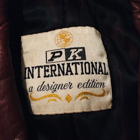 Maroon Leather Designer Fashion Coat - Picture 3 of 4